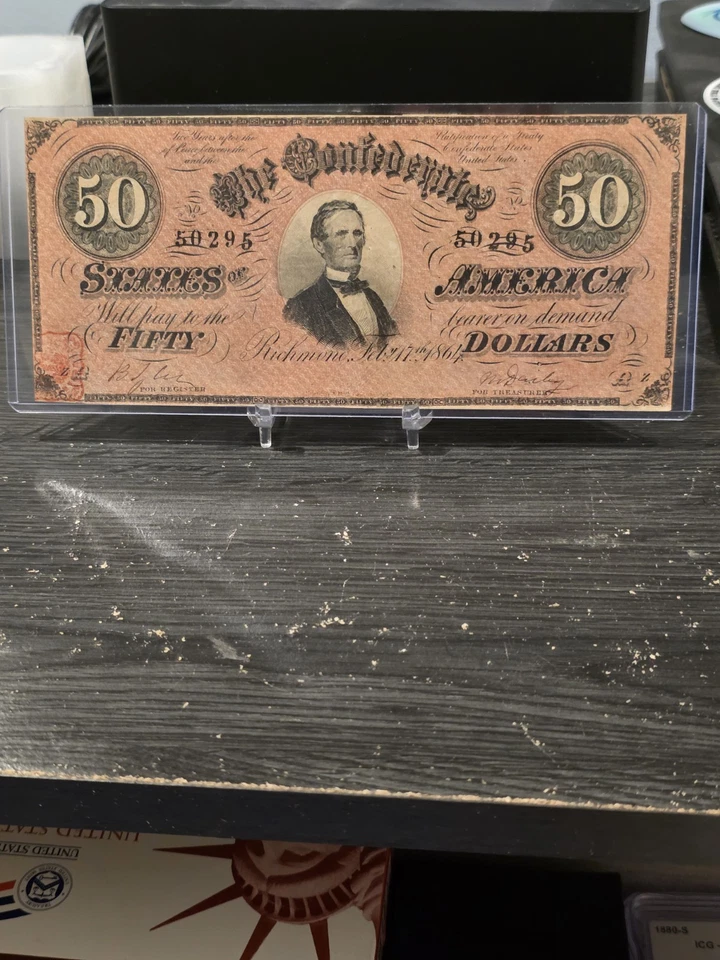 $50 1864 Confederate States of America ** PAPER CURRENCY  - Image 2 of 4