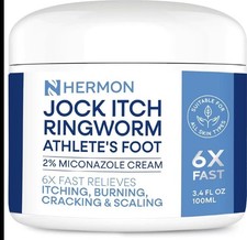 Hermon Jock Itch Ringworm Athletes Foot 2 Miconazole Cream 3.4oz 100ml