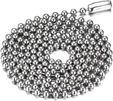 Titanium Stainless Steel Small Beads Ball Chain Necklace Silver, 2.0mm wide