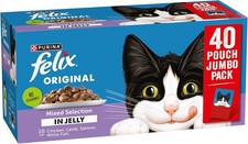 FELIX Original Mixed Selection Jelly Wet Cat Food 40 Pack (85g Each) 3.82 per kilo
