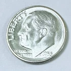 1955 S ROOSEVELT DIME - 90% SILVER - CIRCULATED COIN #5213