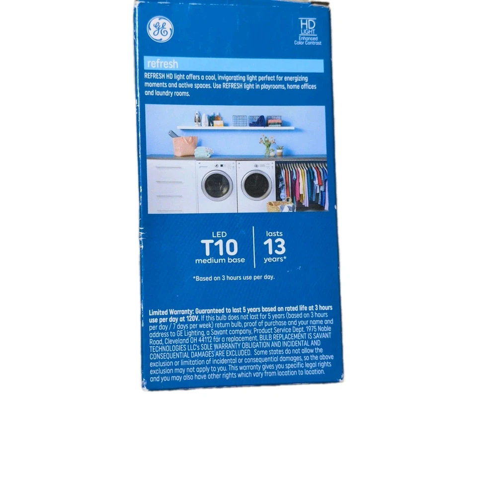 2pk GE Decorative 60-Watt 8.5w T10 Medium Base LED Daylight Dimmable HD Lighting - Image 3 of 3