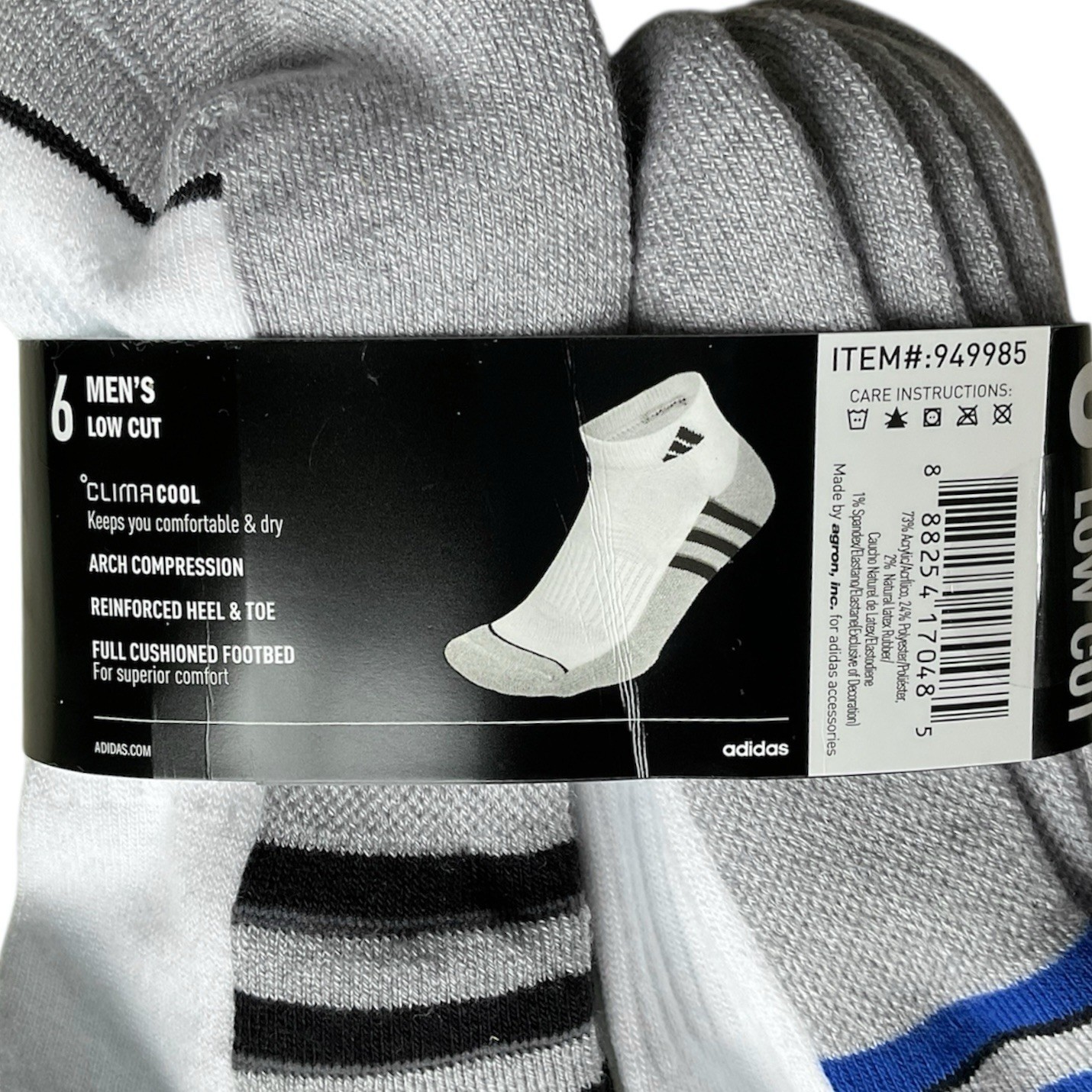 Adidas Men's Climacool Low Cut Socks 6 Pairs Size 6-12