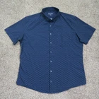 Mizzen Main Shirt Mens XL Blue Leeward Trim Fit Short Sleeve Button Up Stretch