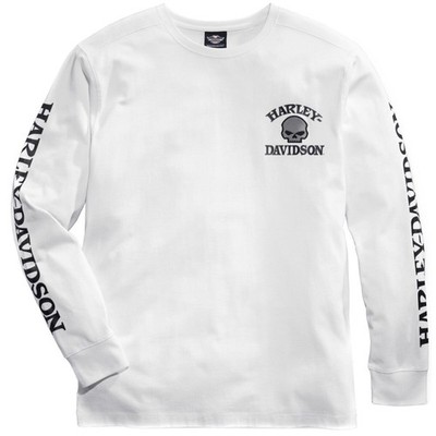 Harley Davidson Willie G Skull Longsleeve Pullover Herren Shirt Langarm Weiß 