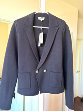 L'AGENCE Black Knit Double Breasted Collared Blazer Jacket Women's Size M