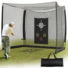 10x8ft Golf Hitting Cage with Double Back Net & Target Cloth for Indoor &Outdoor