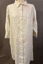 allen allen Ivory Linen Shirt Dress - Size M