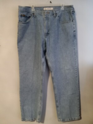 Lee Men's 40X30 Jeans Regular Fit Straight Leg Medium Wash Zip Denim Blue *589