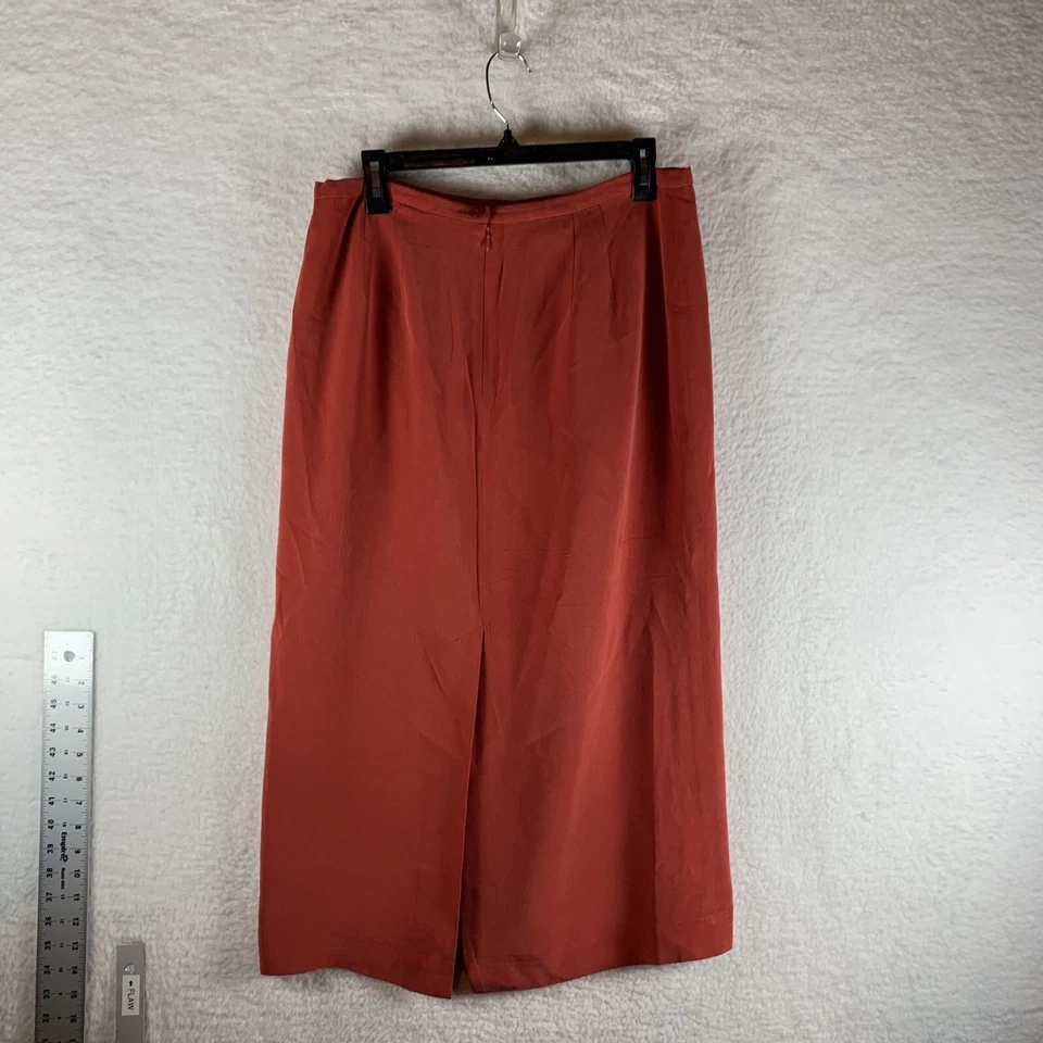 Travis Ayers A-Line Skirt Womens 14P Red Orange 100% Silk Vented Back Lined 7820 - Image 2 of 4