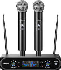 Wireless Microphone System Metal Wireless Mic Set with Case Handheld Cordless Dy