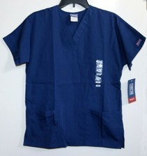 New Cherokee Workwear Scrub Top Style 4700, Color Navy, Size XS