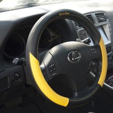 Black And Yellow Nice Grip Sporty Slip-on Steering Wheel Cover Good Fit Comfort
