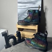 Dr. Martens PASCAL Iridescent Leather LaceUp Zip HighTop Boots 3/34 PreOwned