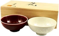 Pair Arita yaki porcelain Japanese Rice bowl Gohan Chawan Shinsha White Tenmoku