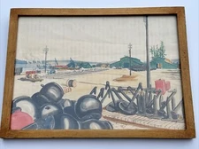 PAUL EDWARDS PAINTING ILLUSTRATION USN WPA ERA INDUSTRIAL MILITARY REGIONALISM