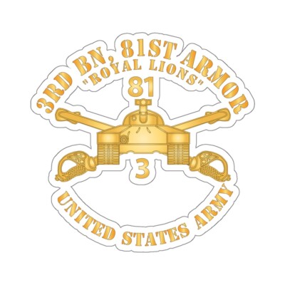 Kiss-Cut Stickers - 3rd Bn, 81st Armor - Royal Lions - Armor Branch X 300