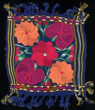 Vintage Kompleks ręcznie haftowana jedwabna nić Sampler kwiatów Kwadrat Gwatemala?