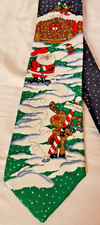 Hallmark Yule Tie Greetings Santa Playing Golf Christmas Tie
