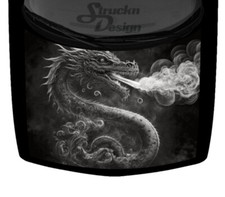 Sway Dragon Fire Breathing Grayscale Hood Wrap Vinyl Graphic Decal 58