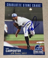 Ryan Carpenter SIGNED 2013 Charlotte Stone Crabs Card Detroit Tigers RC Auto