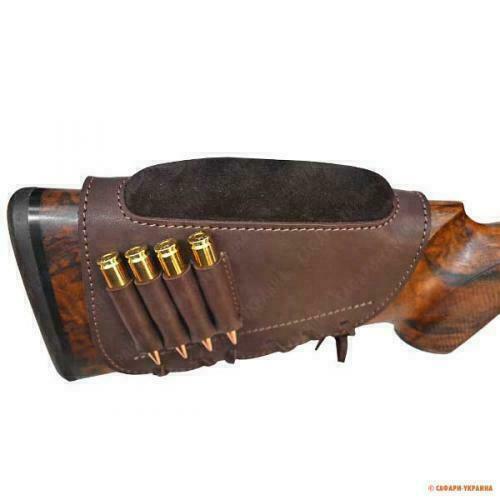 Buttstock Cartridge Shotgun Leather Cheek Rest Hunting Holder Rifle 30-30 .308 - Afbeelding 1 van 9