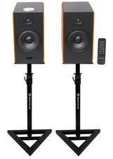 Pair Rockville HD5 5" 150 Watt RMS Bluetooth Home Bookshelf Speakers Stands
