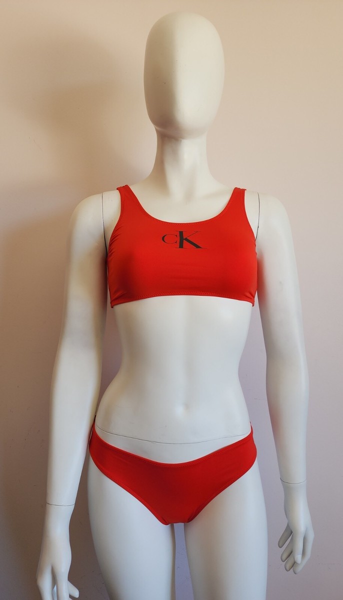 Calvin Klein Girls Red Piece Bralette Bikini Swimsuit Set Size