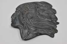 Vintage Native American Indian Chief Cast Metal Belt Buckle