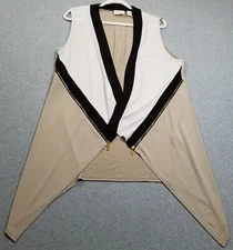 Chico’s Vest Women’s 1 Medium Colorblock Kit Sleeveless Stretch Open Front Edgy