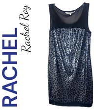 RACHEL RACHEL ROY Metallic Sequin Leopard Print Mini Cocktail Party Dress, Large