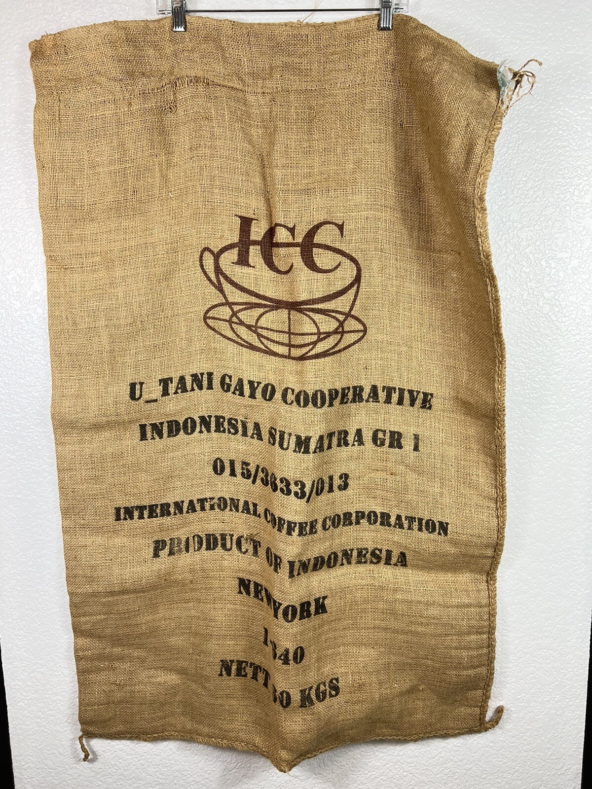Birla Jute Burlap Sack Int'l Coffee Corp NEW YORK Coffee Shop Decor 29