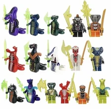 16pc Ninjago Minifigure Serpentine Chal Snake White Pythor Skalidor Venomari Set