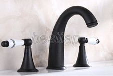 Black Oil Rubbed Brass Widespread 3 Holes Bathroom Sink Faucet Mixer Tap snf074