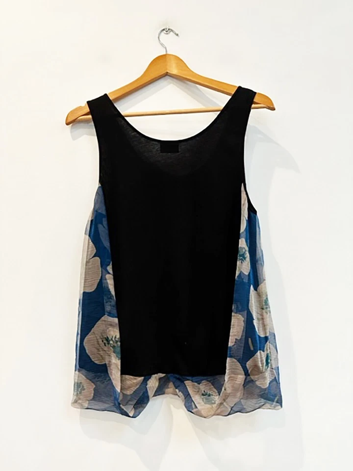 Designer Dries Van Noten Size S Silk & Cotton Floral Stunning Women's Top - Imagem 2 de 4