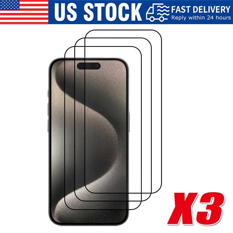 3X Tempered Glass Screen Protector For iPhone 15 14 13 12 11 Pro Max XS XR 8 LOT