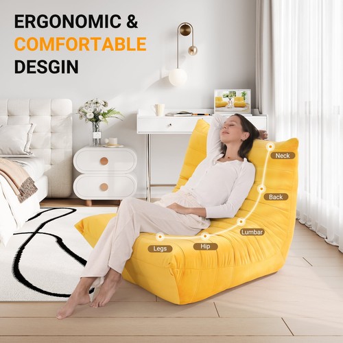 1/2er Set Floor Sofa Sämischleder Kaminsessel Gemütlich BeanBagStuhl Tatami-Sofa - Bild 13 von 73