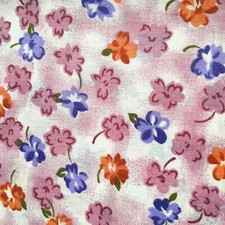 Cotton Sewing Fabric Spring Flowers Violets Pansies Quilting Crafting 1yd x 44"