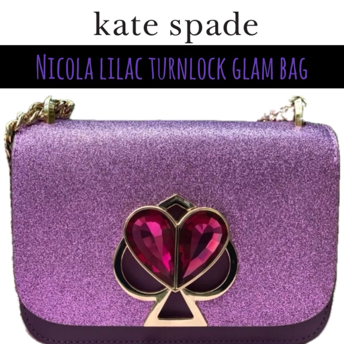 Kate Spade Nicola Turnlock Candy Lilac Purple Rhinestone Kate Spade Nicola Turnlock Candy Lilac Purple Rhinestone
