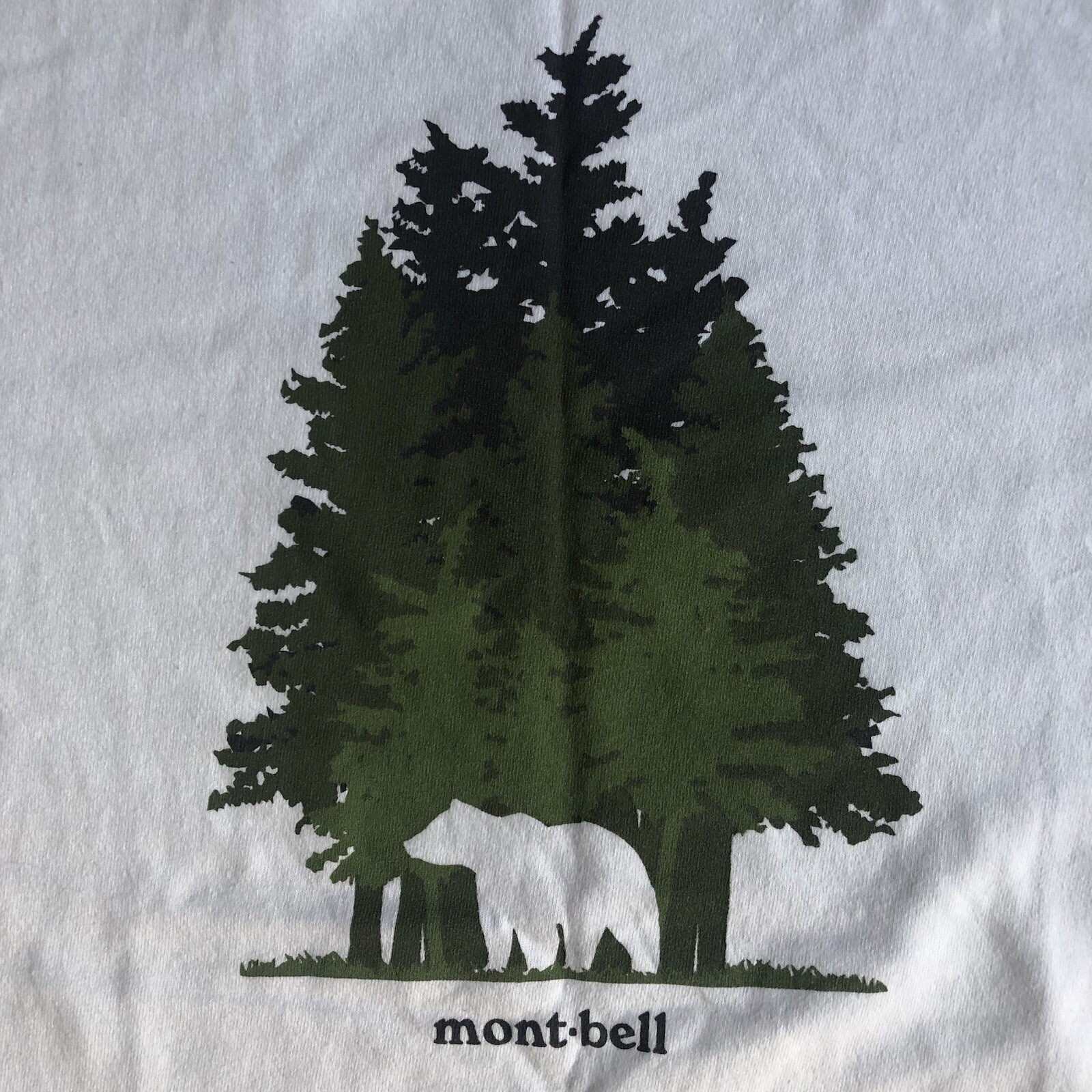 Vintage Montbell Forest Bear T Shirt Size M Japan S UK White Graphic Print Rare image 5