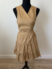 Nine West Sleeveless A-line Short Wrap Dress Business Casual Beige Size M