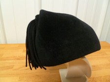 Unique Vintage Peachbloom Velour Black El-Don 22 Hat with Tassel