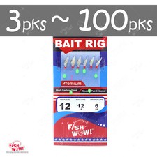 Premium Size 12 Fishing sabiki Bait Rig High Carbon steel 6-Hook Fish Skin FW469