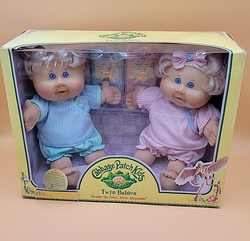 2005 Cabbage Patch Kids Twin Babies Play Along (PA) Boy & Girl Blonde Blue Eyes - Picture 1 of 19