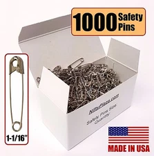 NiftyPlaza 1000 Safety Pins, Size 1-1/16", Rust Resistant, Brand New, USA SHIP