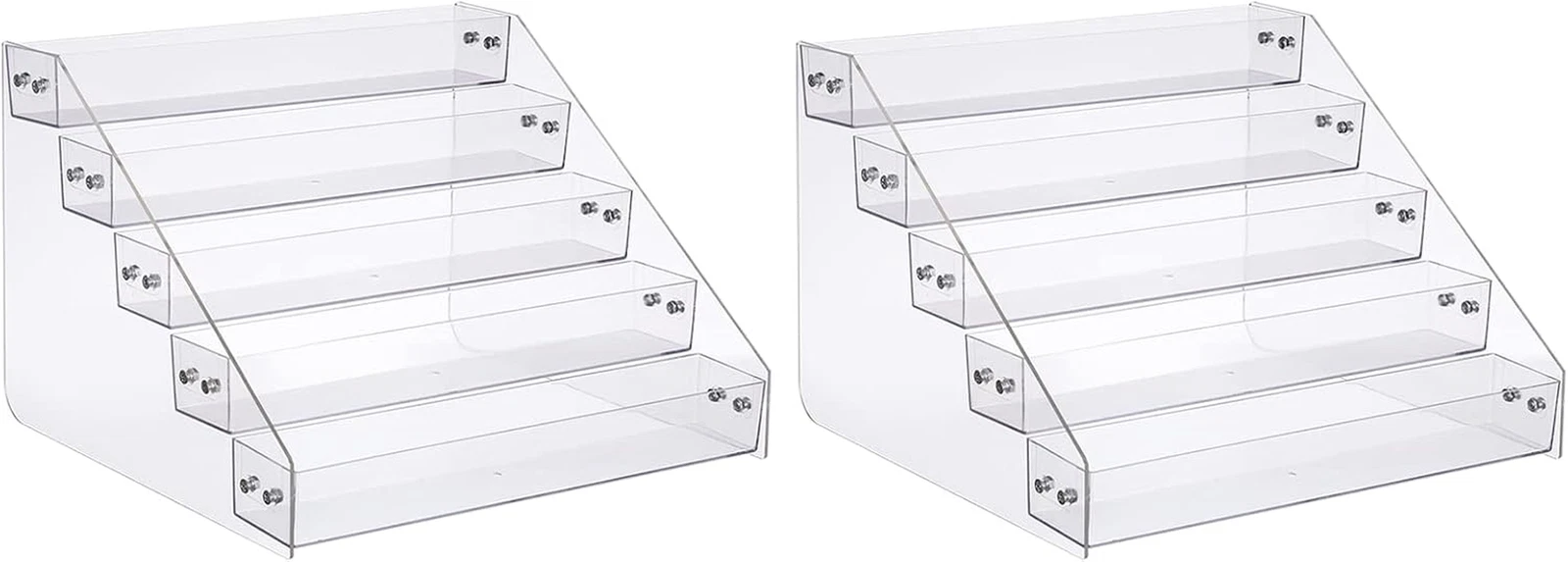 5-Tier Acrylic Spice Rack Organizer - 2PCS for Kitchen Counter & Pantry Storage