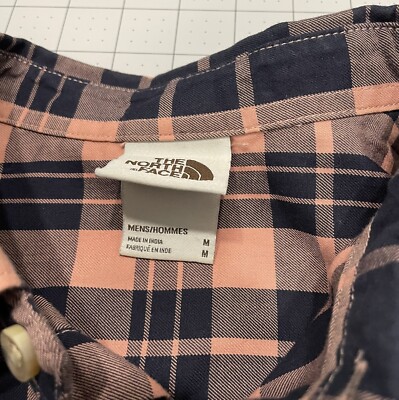 The North Face Men Shirt Size M Pink Plaid Button Up Long Sleeve Collared