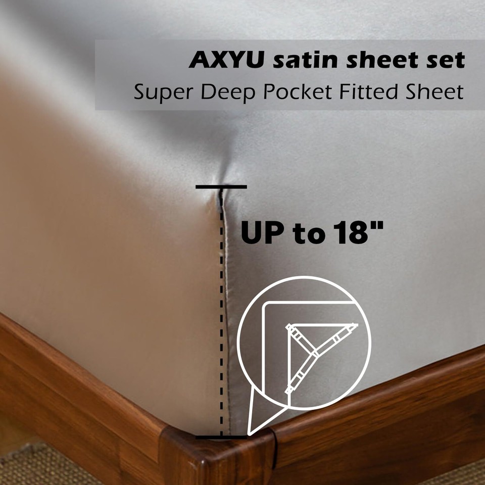 Cal King Size Silk Sheets Deep Pocket,Satin Sheets Cal King Size,Super