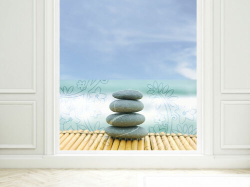 Fensterfolie Sichtschutzfolie für Badezimmer Steine Blumen Wellness Fenster Glas - Bild 1 von 7