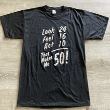 Vintage 80s Birthday T Shirt Large That Makes Me 50 Funny USA Made Single Stitch